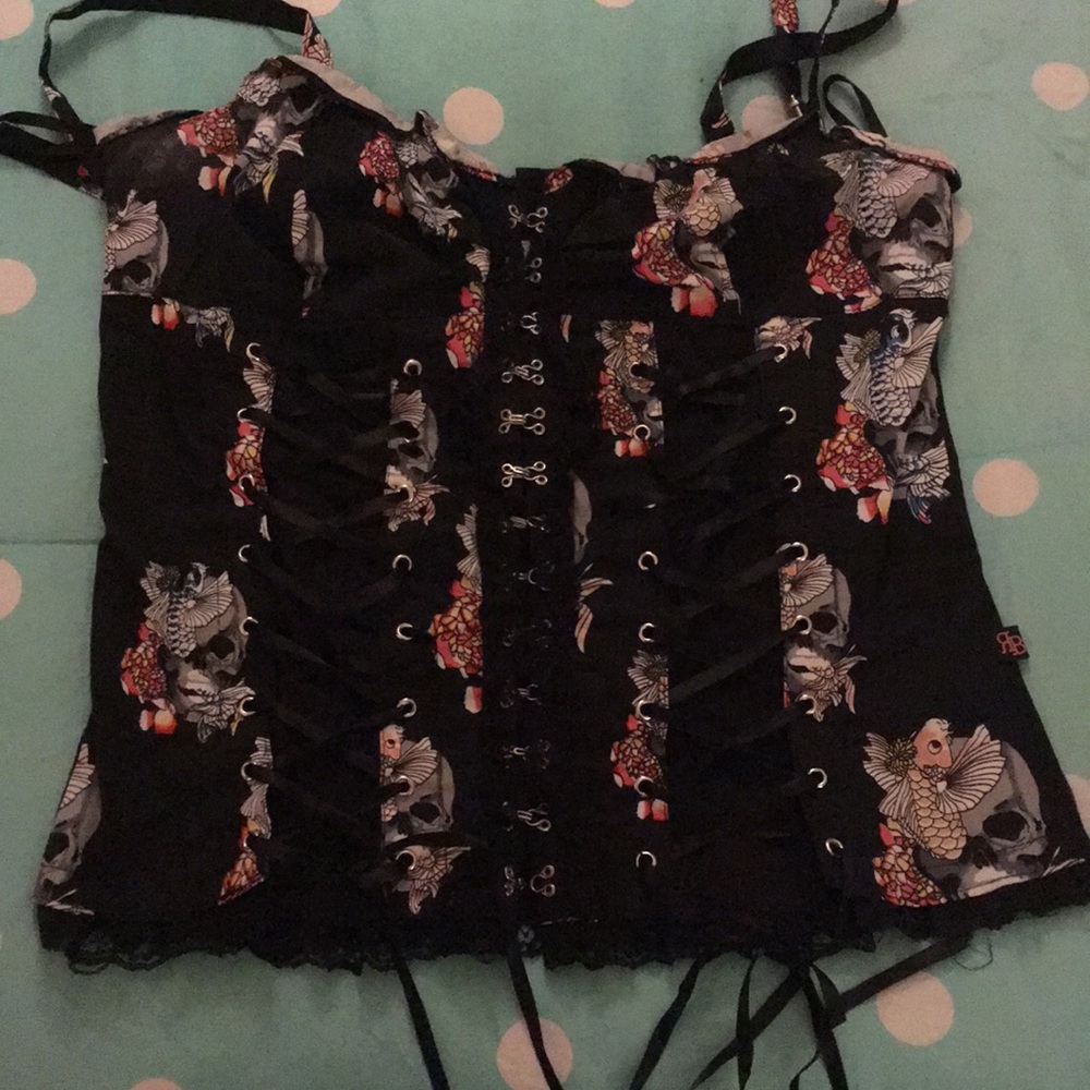 Royal bones Koi and Skull corset